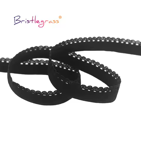BRISTLEGRASS 50 100 Yard by Roll 3/8" 10mm Picot Loop Frilly Decorative Lace Trim Elastic Spandex Ba