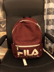 Fila  撞色後背包 酒紅色