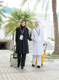 Dalila Jubah Seluar Safwah Suit Tanpa Tudung Black White Umrah Haji Blouse Pants Baju Muslimah Women Plus Size Ironless