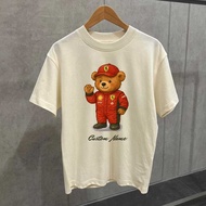 T-shirt Short Sleeve Tee 220GSM Cotton Men Custom Ferrari Bear   Personalized Lewis Hamilton  Vintag