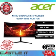 Acer Nitro ED340CUS3 34" Curved Gaming Monitor VA UWQHD 1ms 180Hz 250nits HDMI DP Speaker