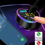 ‘；=【 Auto FM Transmitter Car Charger Bluetooth 5.0 Handsfree MP3 Player Car Kit QC3.0 Dual USB Fast Charging Wireless FM Modulator