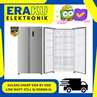 KULKAS SHARP SIDE BY SIDE LOW WATT 472-L SJ-IS50MA-SL  / KULKAS INVERTER HEMAT ENERGI SJ-IS50MA-SL