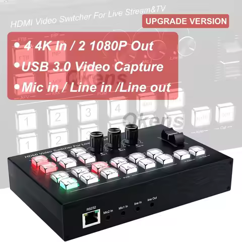 4K 4 Channel HDMI Video Multi Camera Switcher for Live Broadcast Streaming Production Video Mixer Sw