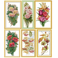 ❐ Stamped Cross Stitch Kit Joy Sunday A Bunch of Flowers Printed 11CT 14CT Counted Cross stitch Handmade Embroidery Needlework Set
