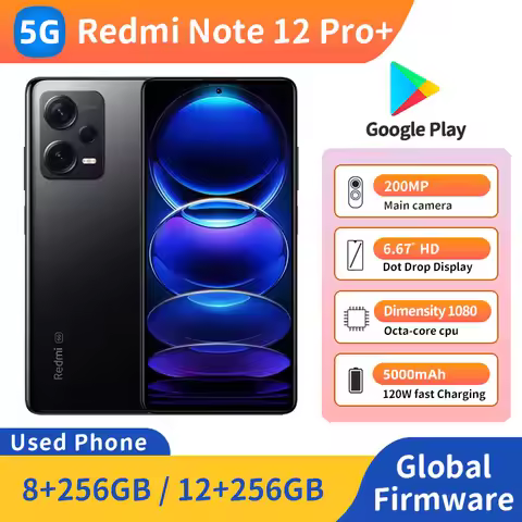 Redmi Note 12 Pro+ Plus 5G 200MP RAM 12GB ROM 256GB 5000mAh 2400x1080px 6.67 inch Used Phone