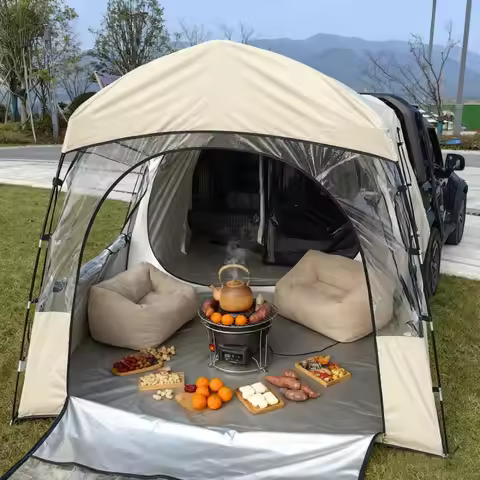 3-4 Person SUV Tailgate Bubble Tent - 6.8 FT Clear PVC Transparent Car Rear Tent, All-Weather Outdoo
