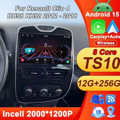 Autoradio Car Radio Android 15 For Renault Clio 4 BH98 KH98 2016 - 2019 Carplay Auto Screen GPS Navi