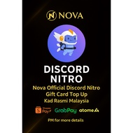 Nova Official Discord Nitro Gift Card Top Up | Kad Rasmi Malaysia | ShopeePayLater GrabPayLater Atom