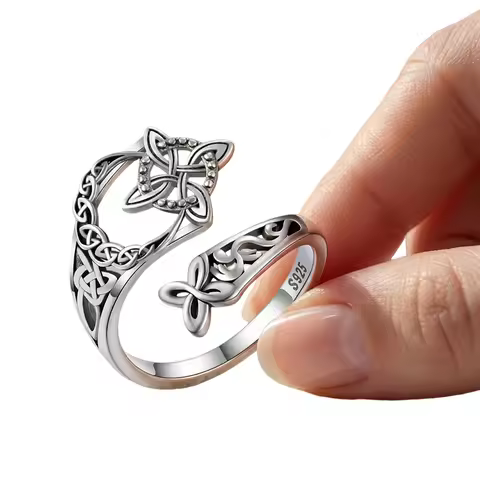 Witches Knot Ring Celtic Nudo de Bruja Plata 925 Original Sterling Silver Adjustable Witch Knot Ring