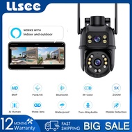 LLSEE ICSEE กล้องวงจรปิดบ้าน WiFi Full HD 8MP 4K เลนส์คู่กล้องวงจรปิดการสื่อสารระยะไกลไร้สายเชื่อมต่อกับโทรศัพท์มือถือ