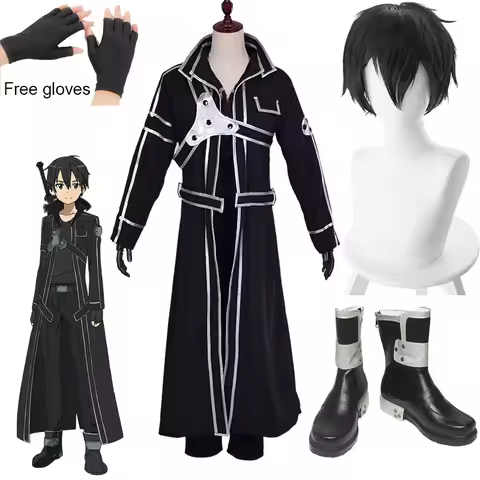 Anime Kirigaya Kazuto Cosplay Costumes Sword Art Online Kirito Shoes Alicization Wigs Boots Uniform 