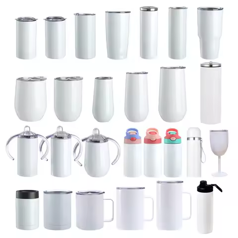 Sublimation Blank Straight Cup Stainless Steel Water Bottles Tumbler Coffee Mug Cup Vacuum Flasks DI