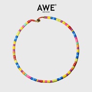 สร้อยข้อมือลูกปัดสีรุ้ง AWE สร้อยคอเคลือบดีไซน์น่ารัก สร้อยข้อมือคู่ สร้อยคอสีลูกกวาด สร้อยข้อมือแบบ