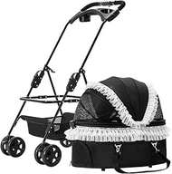 Dog Cat Stroller Pet Jogger Wagon Foldable Cart with 4 Wheels Multi-directional Ventilation Inlet an
