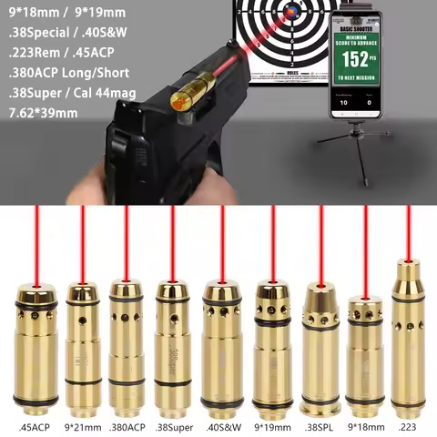 Tactical Red Laser Training Bullet 9mm 7.62*39 380ACP 40S&W .223Rem 45ACP 44mag 9x19mm 20GA Dry Fire