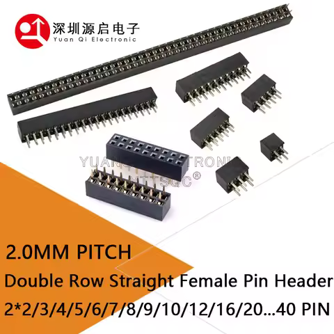 10pcs 2.0mm Double Row Straight Female 2-40P Pin Header Socket Connector 2x2/3/4/5/6/7/8/10/12/15/20