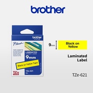 Brother Laminated 9mm Black on Yellow Tapes (8m) - TZe-621