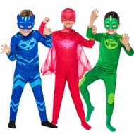 Kids Boys baju baby girl Superhero cloak PJ Masks Pajamas Costume Cosplay Gekko Owlette Catboy Feder