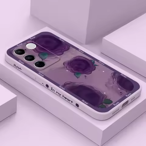 Purple Rose Phone Case For VIVO V30 V29 V29E V27 V27E V25 V25E V23 V23E V21 V20 Y20 Y12 Y21 Y22 Y50 