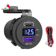 1 Piece Car Charger Socket 12V 24V 3.0 USB SUV Car Charger Waterproof 36W Type C PD Outlet Fast Char