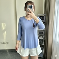 Olive Printing Round Collar Top 7 Sleeve/8 Women's T-Shirt Baju Perempuan Baju T Shirt Perempuan T S