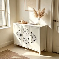 French retro hollow carved white storage cabinet, foyer dining cabinet, bedroom storage cabinet