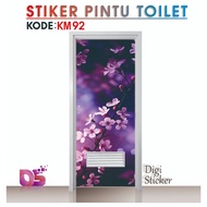 UNGU Premium Toilet Door Sticker 60cmx190cm 70cmx200cm Elegant Blue-Purple Floral Motif Sticker Digi
