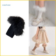 SOME Breathable Furry Edge Socks 3-13Y Children Knee Socks Little Girl Socks