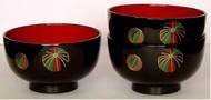 SANYOSHI SY1000203 Ajimi Soup Bowl, Black, Temari, 3-Piece Set