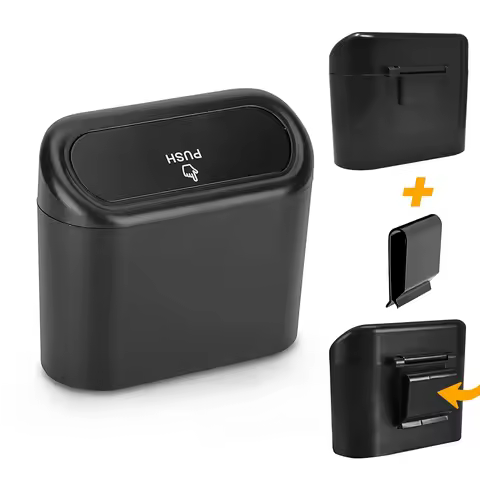1-2 Pcs Portable Hanging Mini Car Trash Can Organizer Dustbin with Lid for Car Office Home ABS Squar