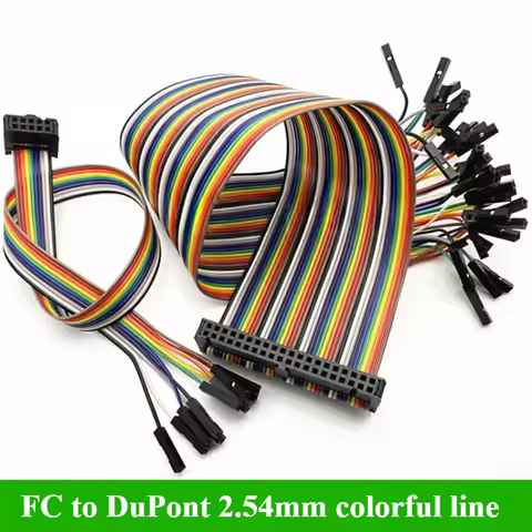 FC to DuPont 2.54mm Color Line 6/8/10/12/14/16/18/20/24/26/30/34/40 Pin Flat Ribbon Download Data Ca