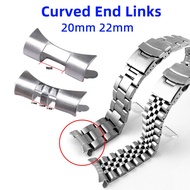 2pcs Curved End Link 20mm 22mm for Seiko SKX009 SKX007 Jubilee Oyster Watch Band Connector Divers Hollow End Links Bracelet Stainless Steel Watch Adapter
