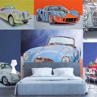 Custom wallpaper mural Cool Retro Luxury Sports Car Mural Wallpaper for Car Shop Car Repair Shop Ind