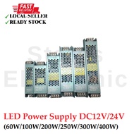 [New] LED Power Supply DC12V~24V Ultrathin LED Driver Mute Lighting Transformers 60W~400W Power Adap