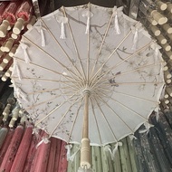 payung kertas 雨伞 Payung kertas minyak gaya kuno Hanfu payung tarian rumbai payung kelopak payung per