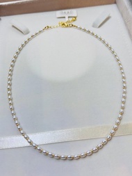 37+5cm 小米形玻璃珍珠頸鏈 JN10H-001