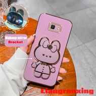 Casing samsung j7 prime samsung j4 plus j6 plus samsung j4  samsung j6  j7 pro phone case Softcase silicone shockproof new design Rabbit makeup mirror with holder for girls DDTZJ01