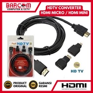 MICRO HDMI TO HDMI / HDMI MINI TO HDMI MONITOR TV HDMI HDTV 3IN1 1.5 METER