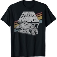 Baju Star Wars Millennium Falcon 77 Retro Diagonal Stripe T-Shirt Men Women 100% Cotton Short Sleeve