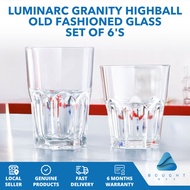 Luminarc Granity Highball Old Fashioned Glass Set of 6's Stackable Cocktail Rock Lowball Drinking Co