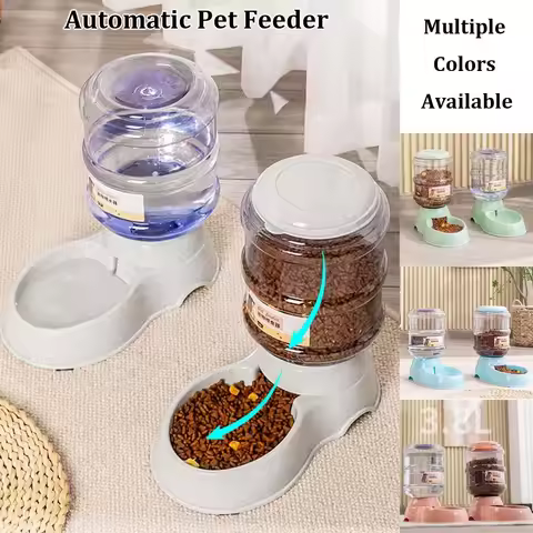 Automatic Pet Feeder 3.8L Large Capacity Pet Feeder and Water Dispenser Plastic Water Bottle Pet Sup