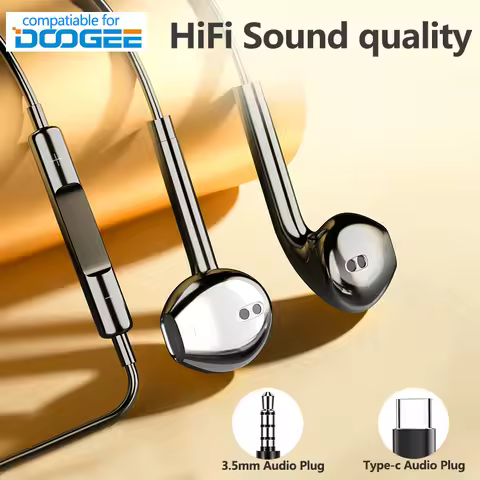 Headphones with Cable Type c For DOOGEE Earphones V31 S41 V30 X97 X98 3.5mm/ USB C Wired Earbud for 