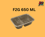 กล่องใส่อาหารพลาสติก 2ช่อง 650ML สีดำ/สีใส ยกลัง300ชิ้น BF2G650ML-300P