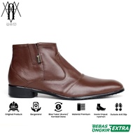 100% Original Guarantee x CEVANY | LEATHER BROWN FOX - Men's Zipper Boots | Loafers Boots