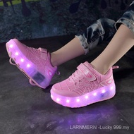 INT-Spiderman kids shoes two-wheeled Heelys kids size 28-39 rechargeable skate roller led shoes with