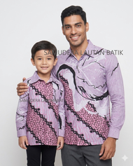 Batik Ungu PinkKemeja Batik Pria Couple Ayah Anak Warna Pink Lilac Batik Pria Warna Pink Lilac Batik