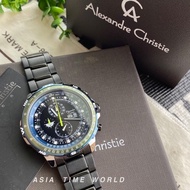 *Ready Stock*ORIGINAL Alexandre Christie 6476MCBUBBA Black Stainless Steel Water Resistant Chronograph Men’s Watch