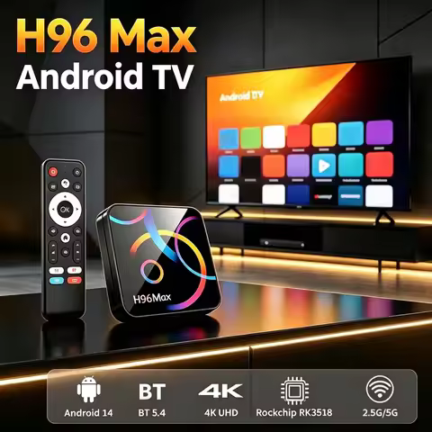 2026 H96Max RK3518 Android 14 4K TV Box Quad Core WiFi6 BT5.4 Google Voice Assistant with New Geomet