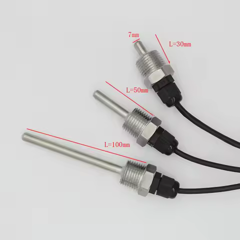 1x DS18B20 Digital Temperature Sensor G1/2" Thread Probe DIA=7mm 1m PVC 3-core Wire SUS304 Stainless